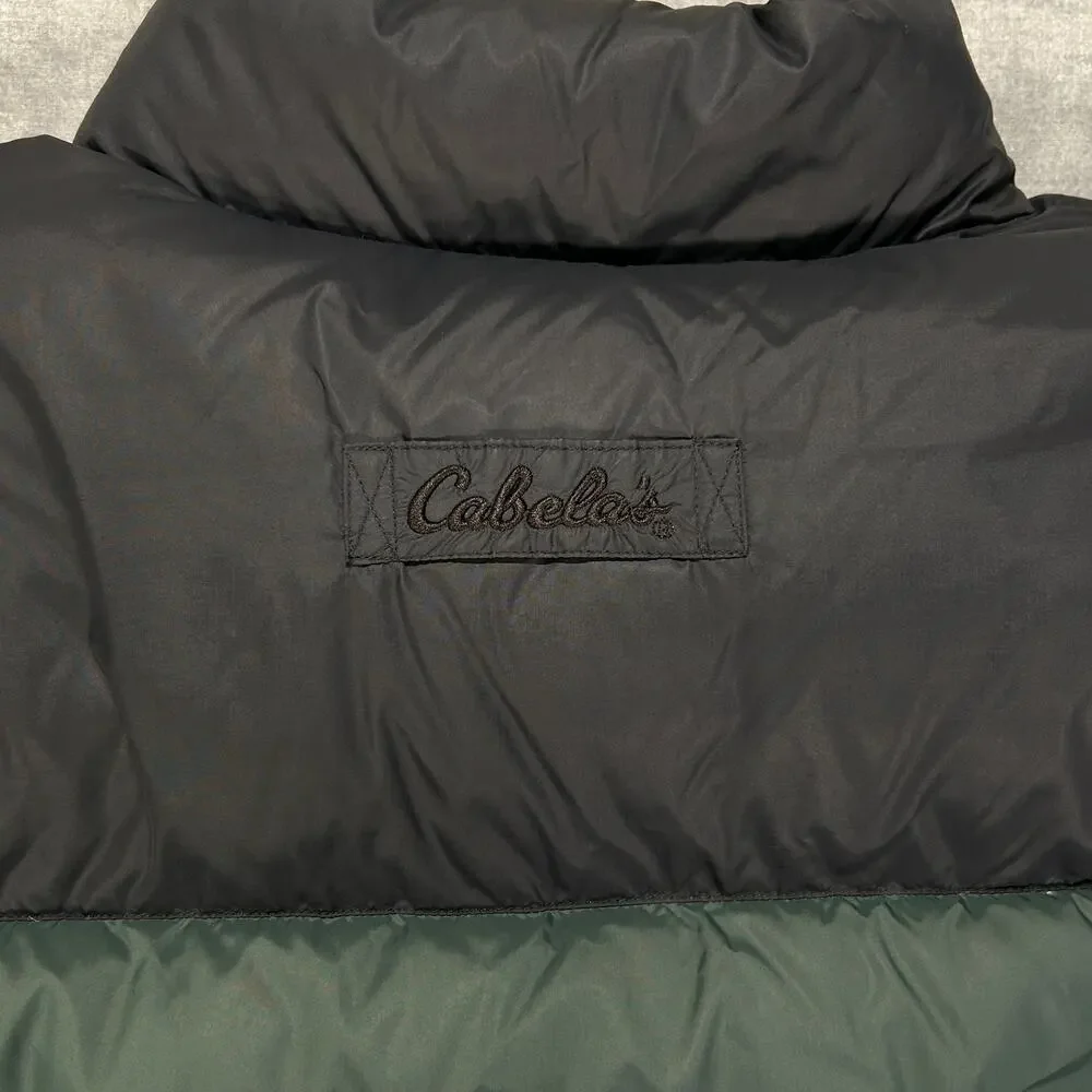 Vintage 90s Cabelas Premier Northern Goose Down 650 Puffer Jacket Green Mens XL